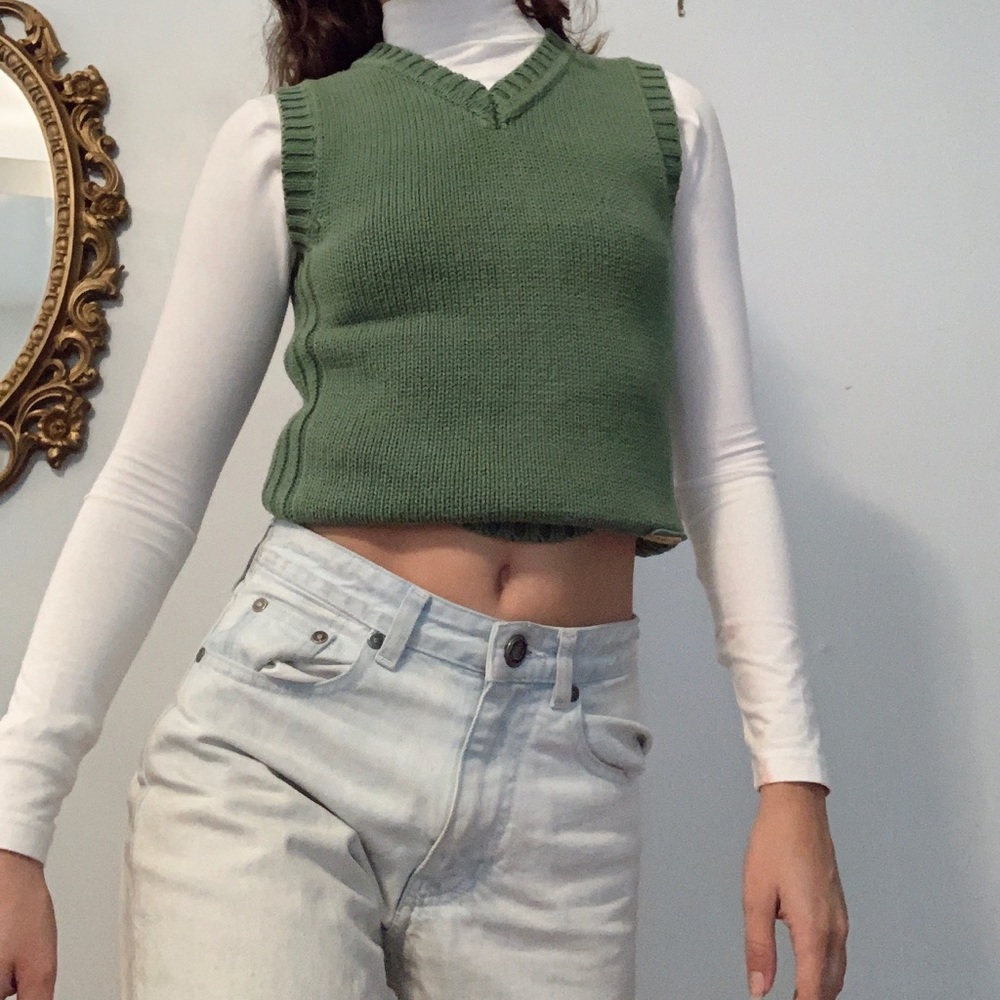 Trendy green sweater vest